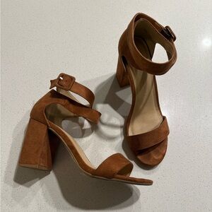 Brown Suede Heeled Sandals